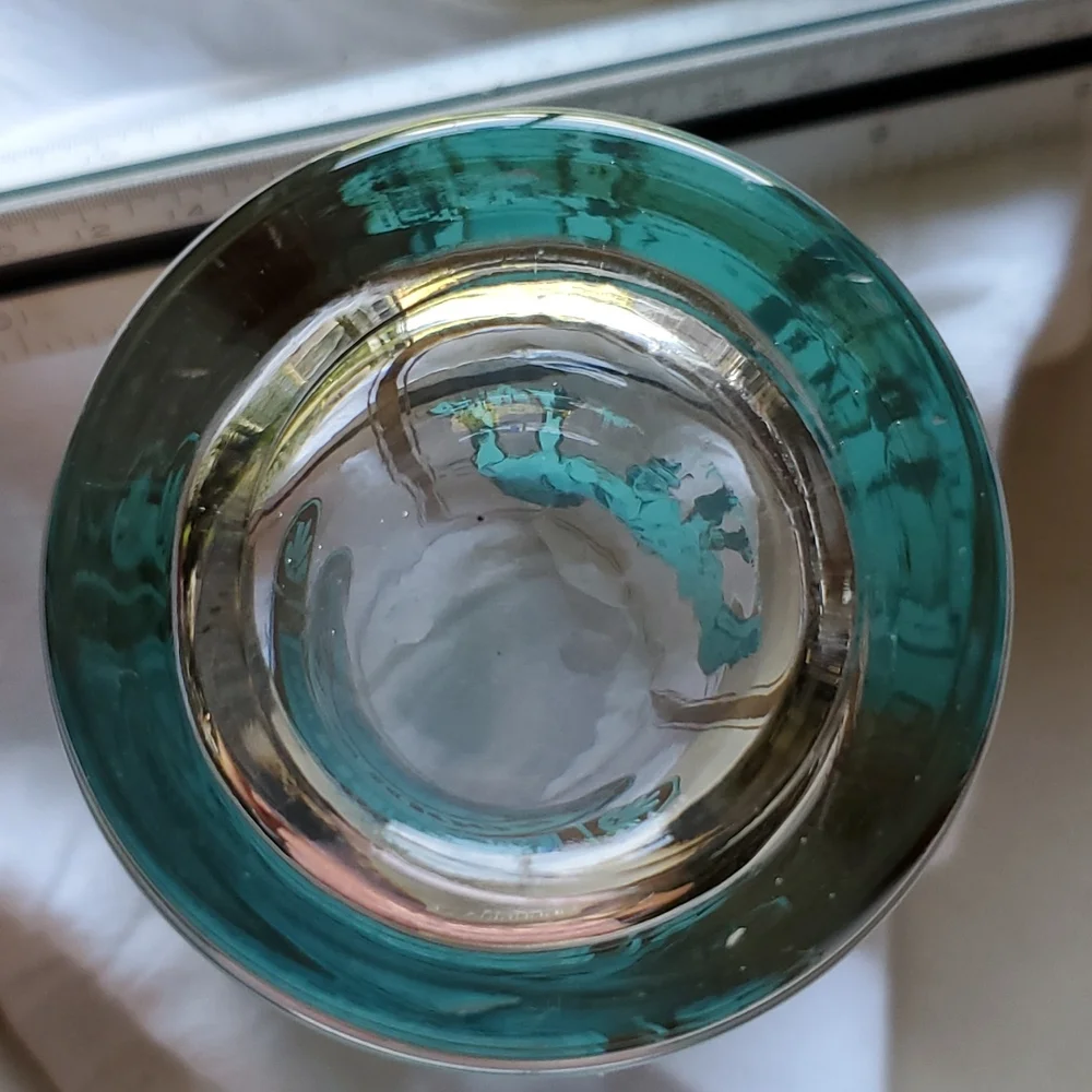 Vintage Busch Woodlands Clydesdale Horses Gold + Aqua Drinking Glass
